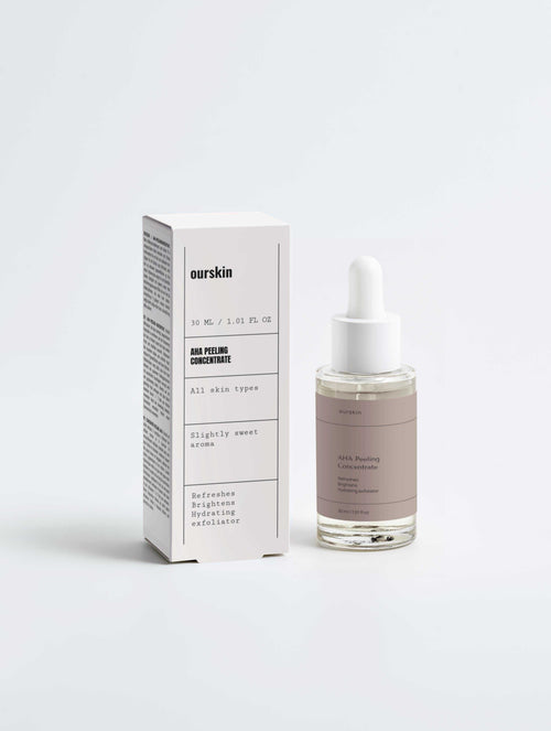 AHA Peeling Concentrate bottle with 10% lactic acid and 1% hyaluronic acid for exfoliating and hydrating skin